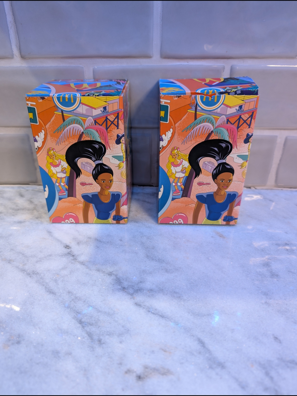 2 McDonald's Canada exclusive 2024 Barbie x Hot Wheels collector's glasses